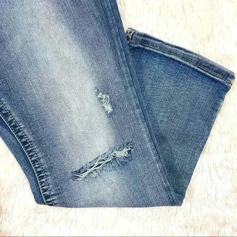 Indigo Blue Secret Fit Belly Flap Picket Stretch Western Maternity Crop Jeans L - Picture 13 of 16